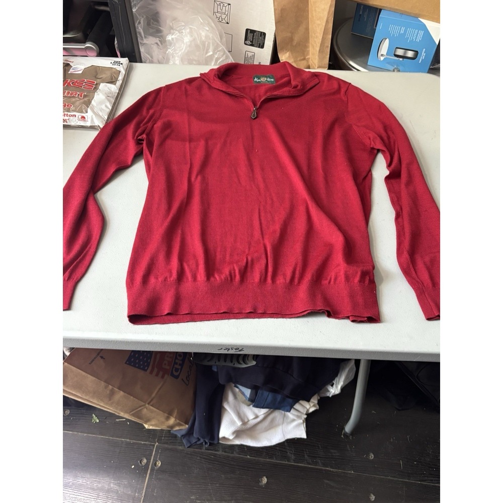 Alan Paine England Hanbury Half Zip Mock Neck Wool/silk/cashmere Red L
